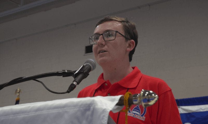 Mason Moore of Idaho speaks to the Boys Nation Senate