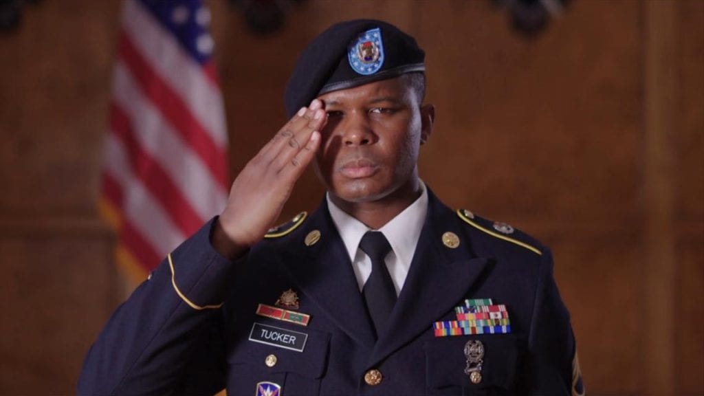 army soldier saluting the camera