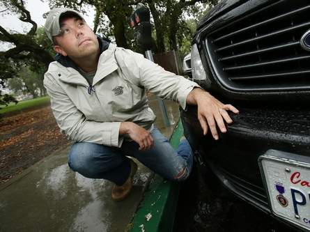 Alex Duncan is lobbying Santa Rosa Junior College to adopt legislation that permits purple heart license holders to park without paying in metered spaces. (Photo: The Press Democrat)
