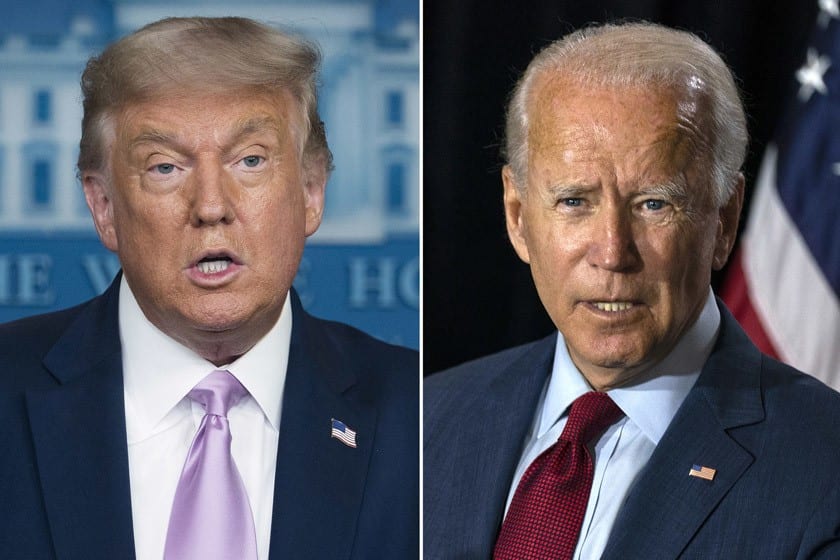 Photo composite of President Donald Trump and former Vice President Joe Biden