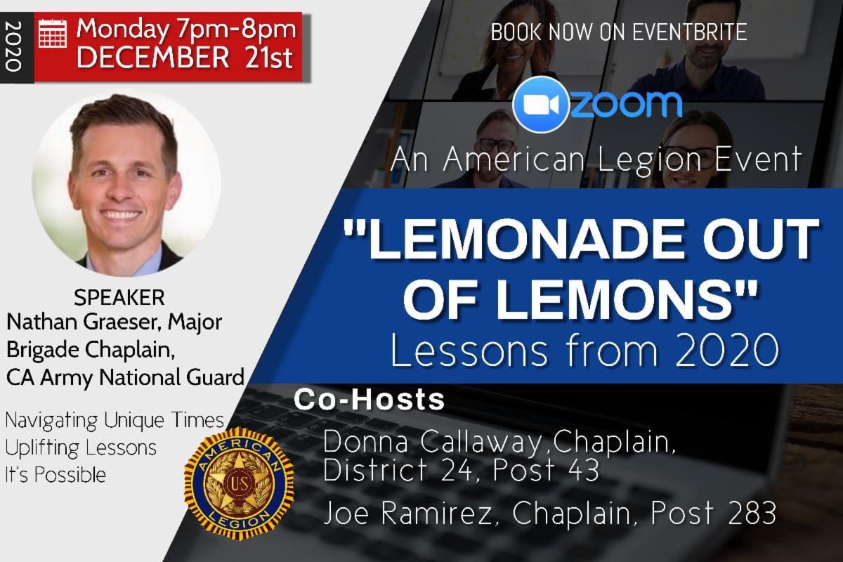UPDATE: ‘Lemonade out of Lemons, Lessons from 2020’ speaker event on Monday