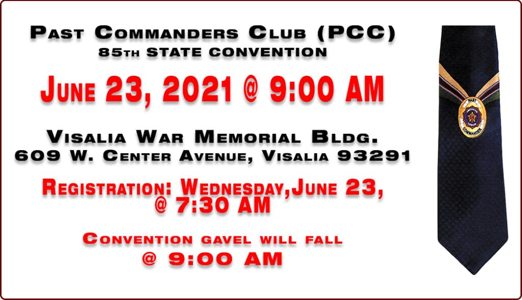 Past Commanders Club (PCC) 85th State Convention graphic