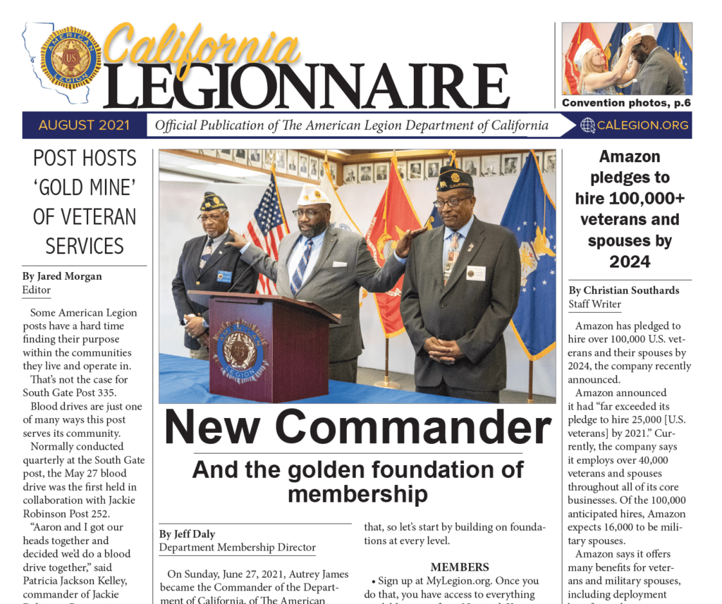 Official Newsletter Of The American Legion Department Of California California American Legion