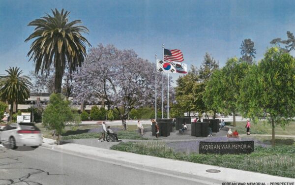 CGI image of Korean War Memorial concept for Fullerton park