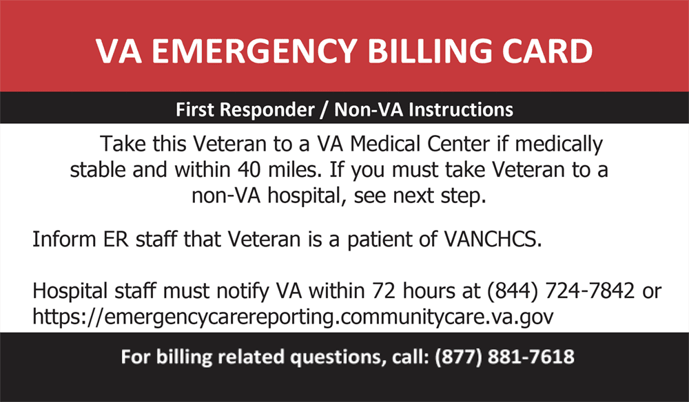 VA emergency medical billing card