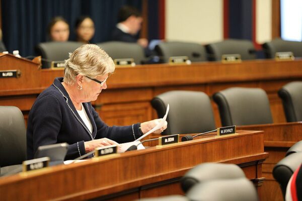 US Rep. Julia Brownley reviewing documents in the House of Representatives