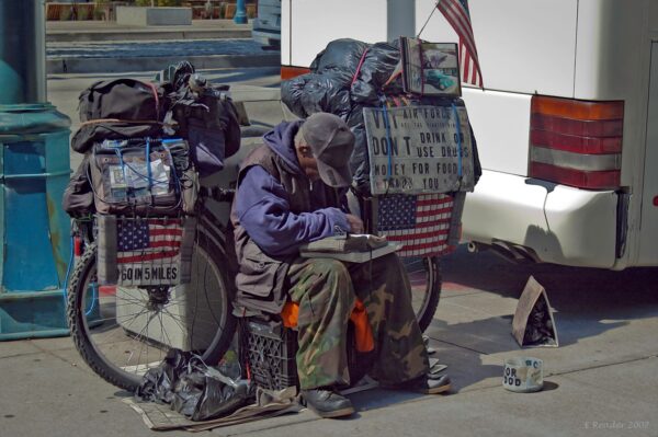 U.S. Air Force veteran panhandling on the streets of San Francisco