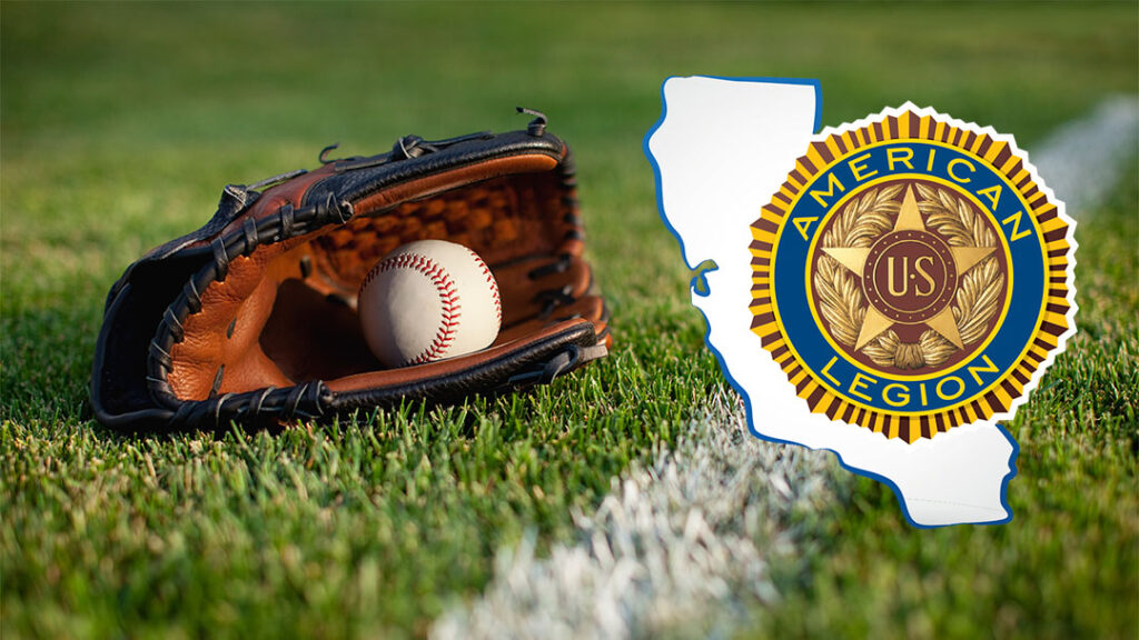 Baseball glove and American Legion Department of California logo