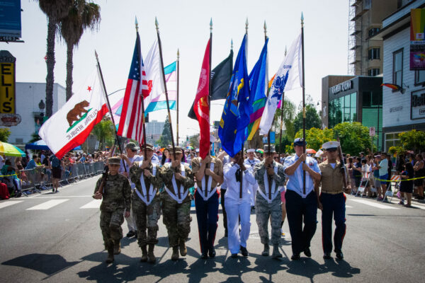 California National Guardsman march at a Gay Pride event in San Diego in 2019