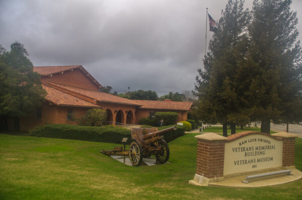 Central Coast Veterans Memorial Museum on a gloomy day in SLO County.