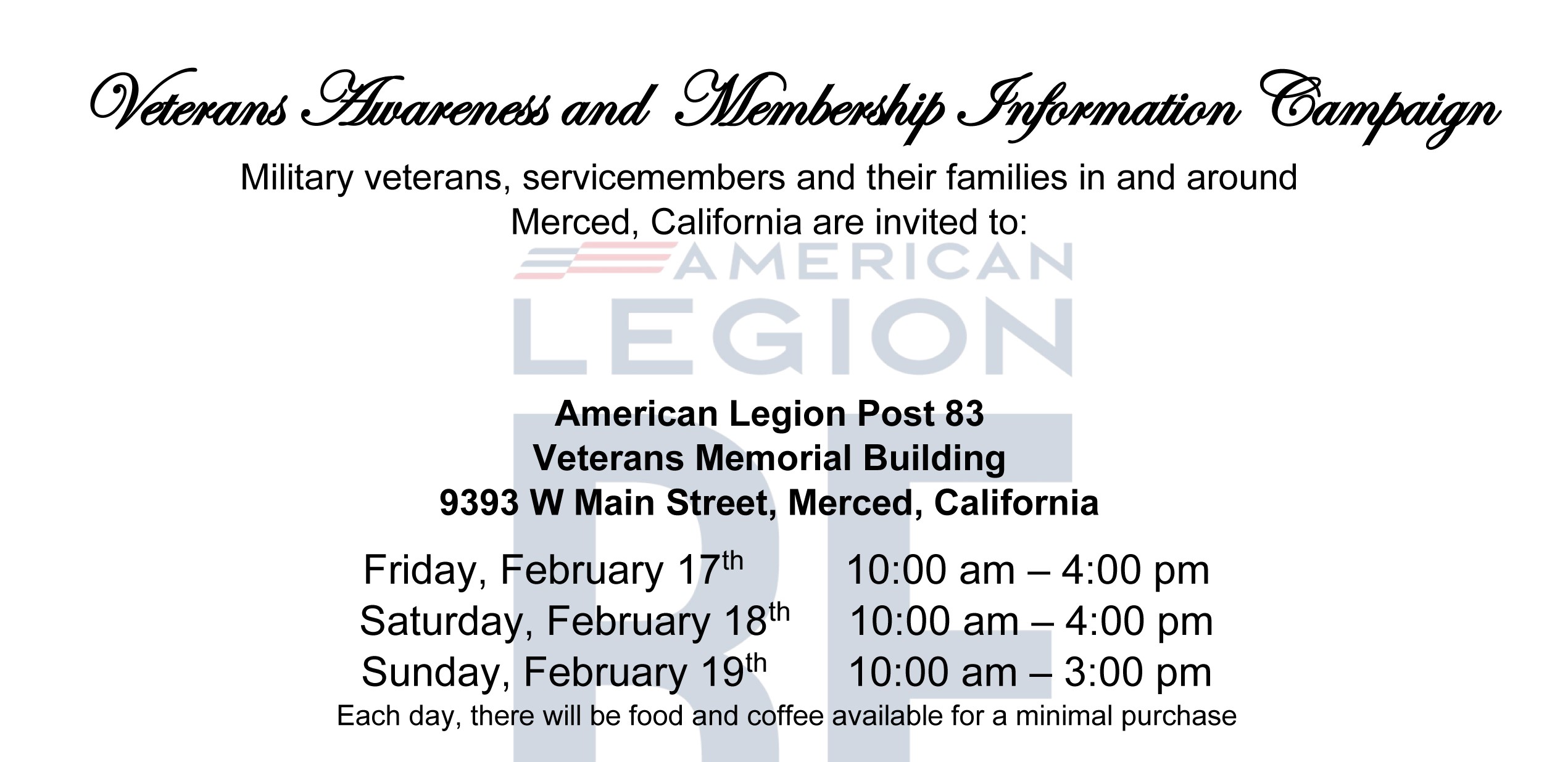 Veterans Awareness and Membership Information Campaign California