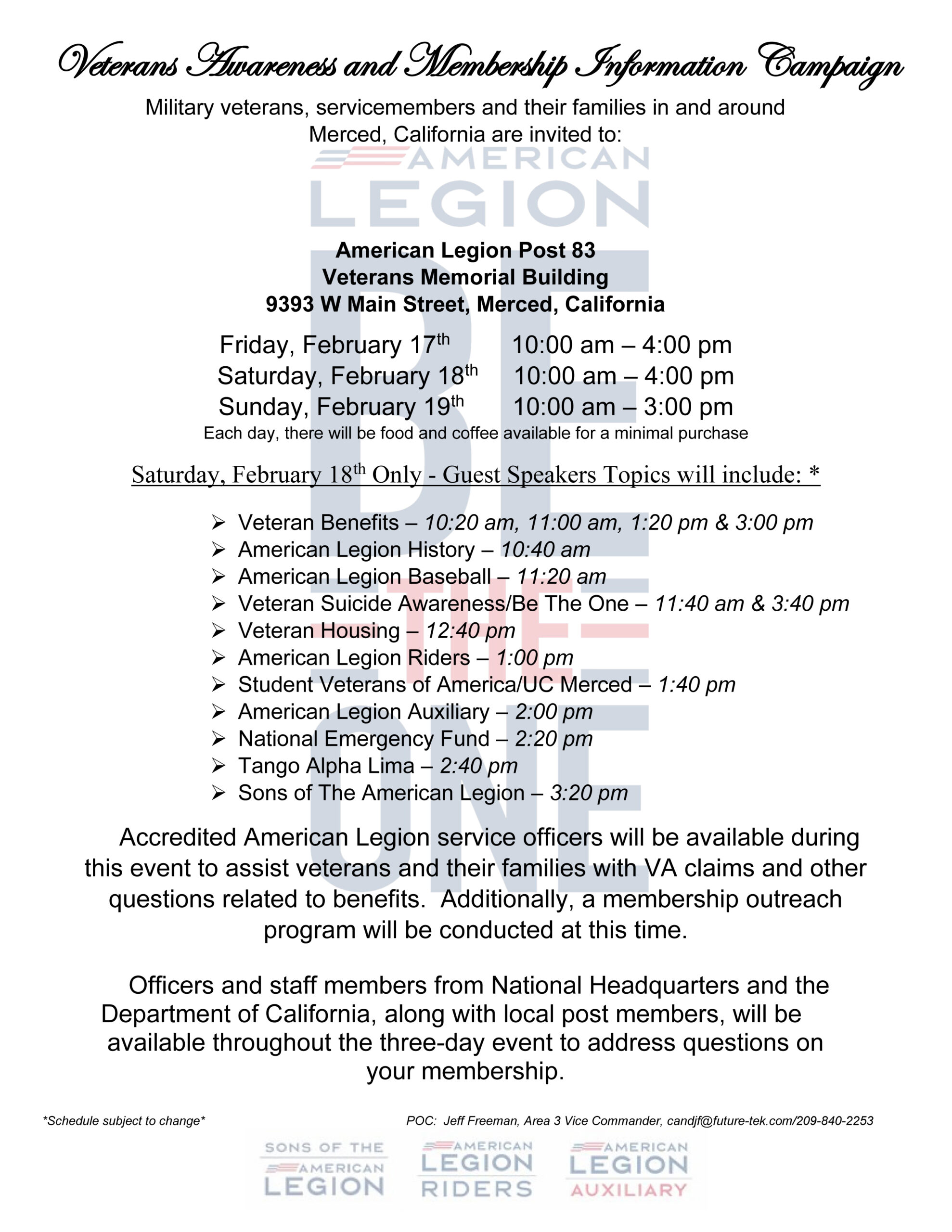 Veterans Awareness and Membership Information Campaign flyer