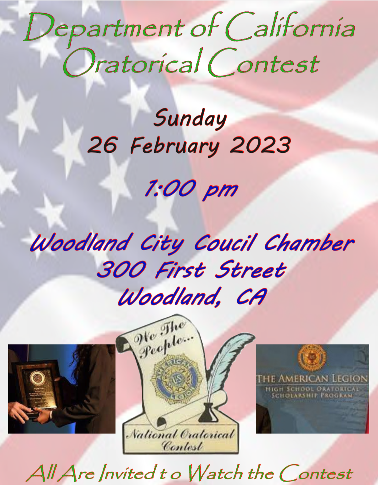 Department of California Oratorical Contest flyer