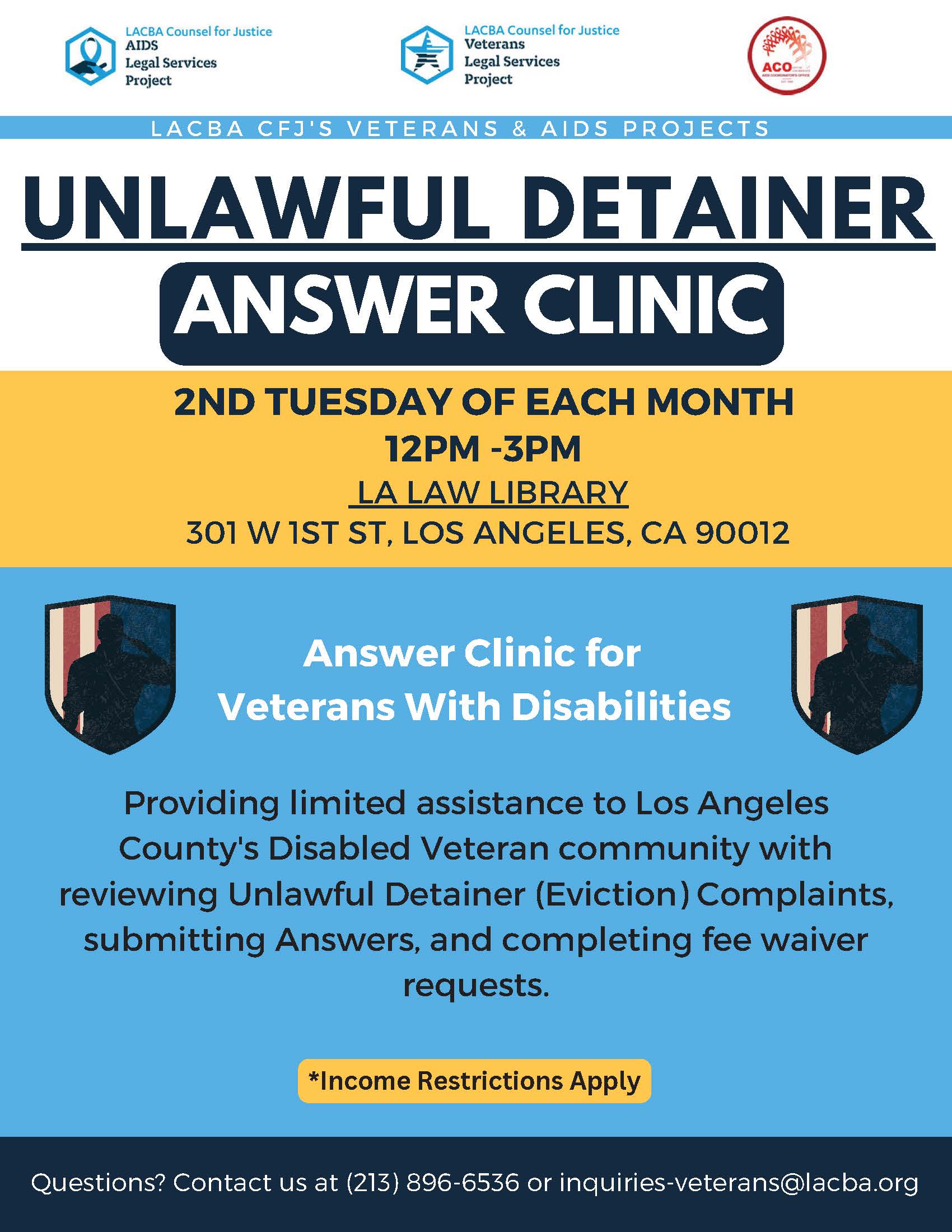 Unlawful Detainer Answer Clinic flyer
