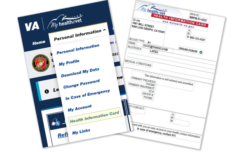 VA Health Information Card