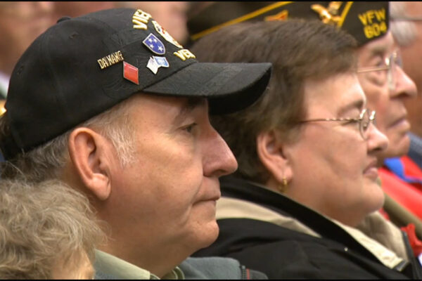 Veterans attend a ceremony in Bloomington on Veterans Day