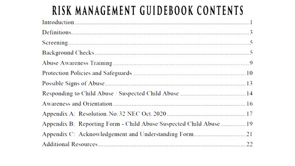 Risk Management Guidebook Contents