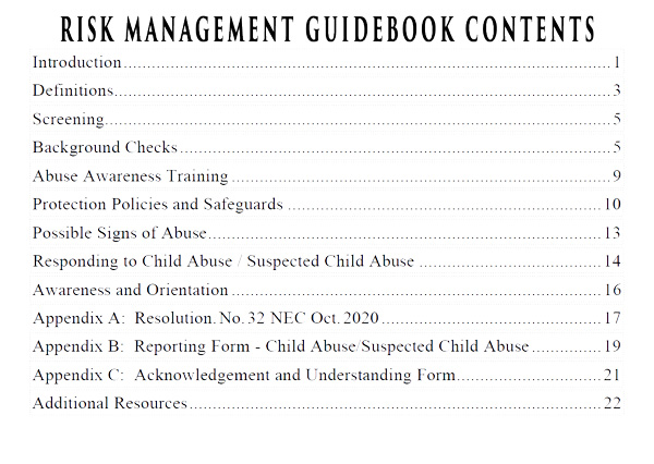 Risk Management Guidebook Contents