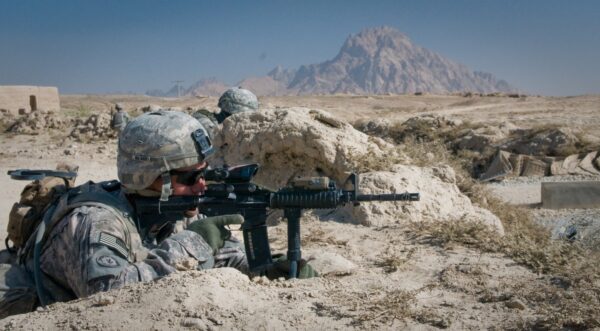 Soldiers patrol in Afghanistan