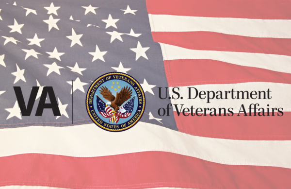 american flag and VA logo