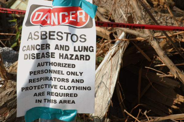 Asbestos removal sign