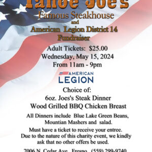 District 14 Tahoe Joe's fundraiser flyer