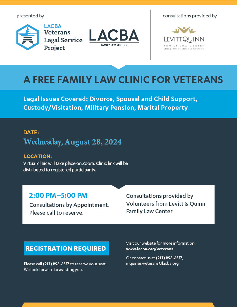 LACBA Family Law Clinic For Veterans | California American Legion