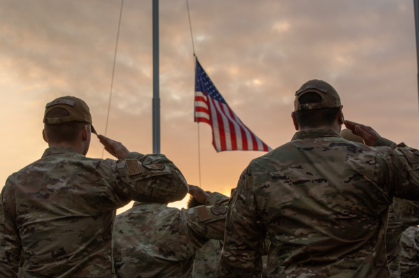 military saluting