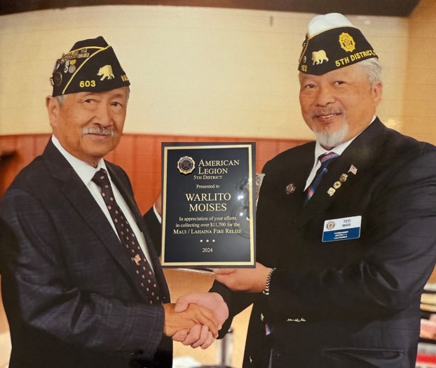 Warlito Moises Presented with American Legion Plaque of Appreciation by District 5