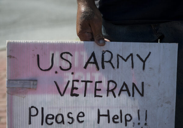 Homeless U.S. Army Veteran sign