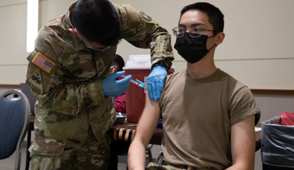 U.S. Army Cadet receives the COVID-19 vaccination