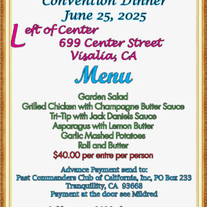 Past Commanders Club Convention Dinner flyer